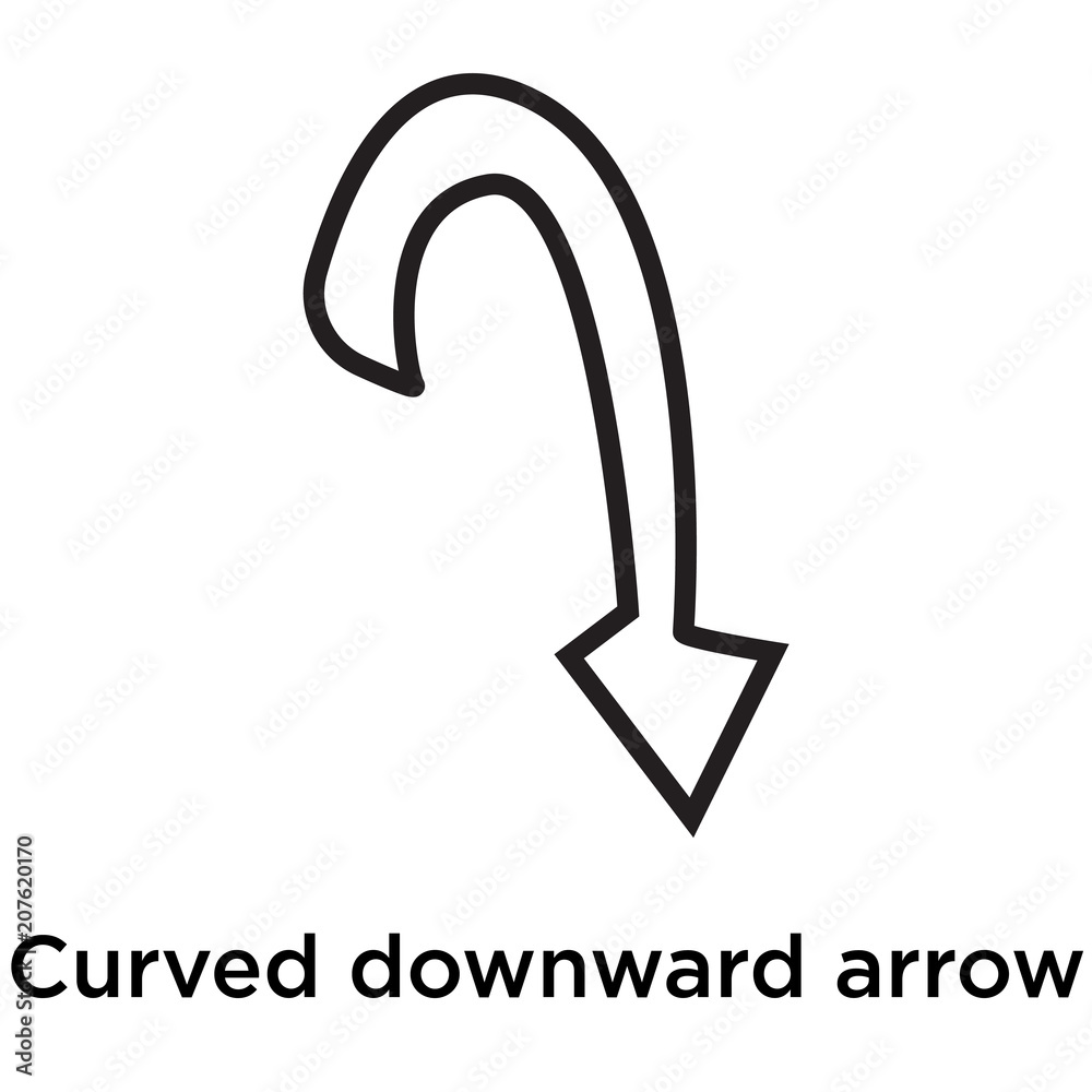 Curved downward arrow icon vector sign and symbol isolated on white background, Curved downward arrow logo concept Curved downward arrow icon vector sign and symbol isolated on white background, Curved downward arrow logo concept