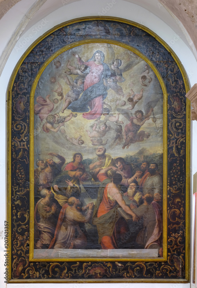 Assumption of the Virgin Mary by the Italian painter G. B. Bisson from the early 17th century in the convent of the Friars Minor in Dubrovnik