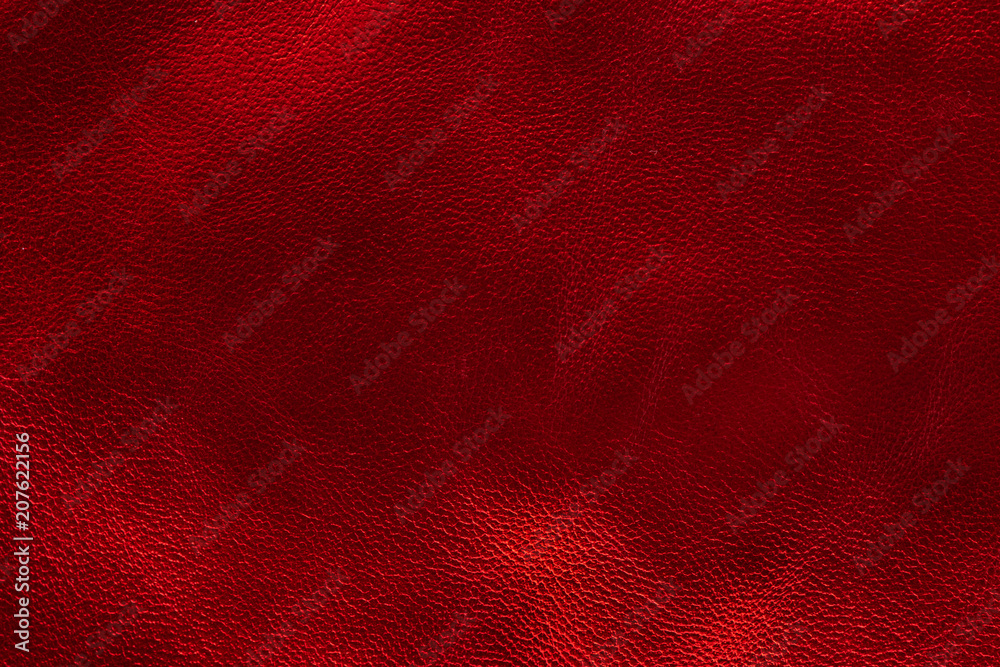 Glowing metallic red leather texture background. small grain - obrazy, fototapety, plakaty 