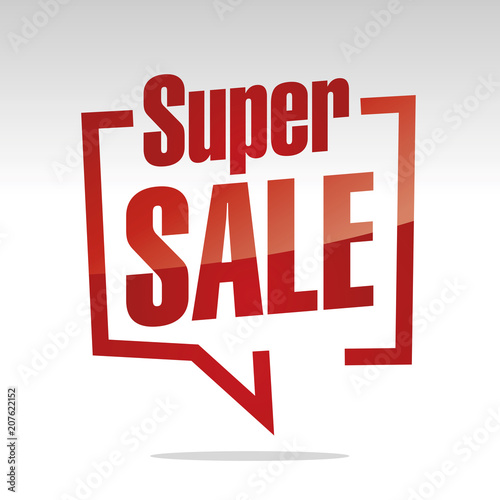 Super sale in brackets white red isolated sticker icon
