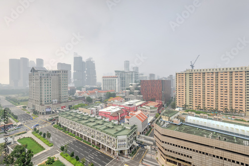 Photography Aerial view haze day at Bugis street, Singapore
