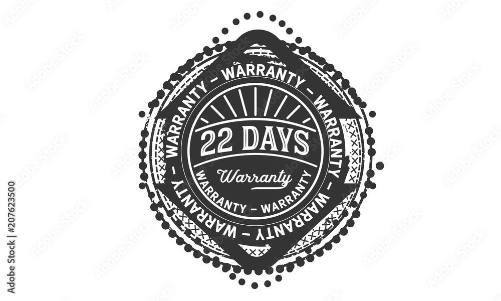 22 days warranty icon vintage rubber stamp guarantee