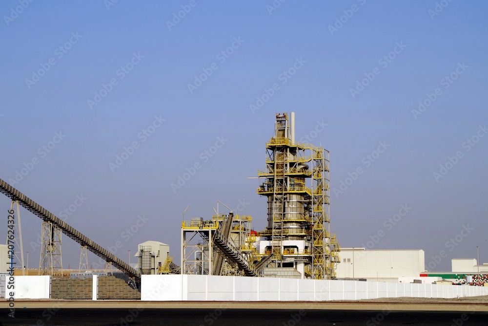 Detail of cement plant, factory. Industrial background.