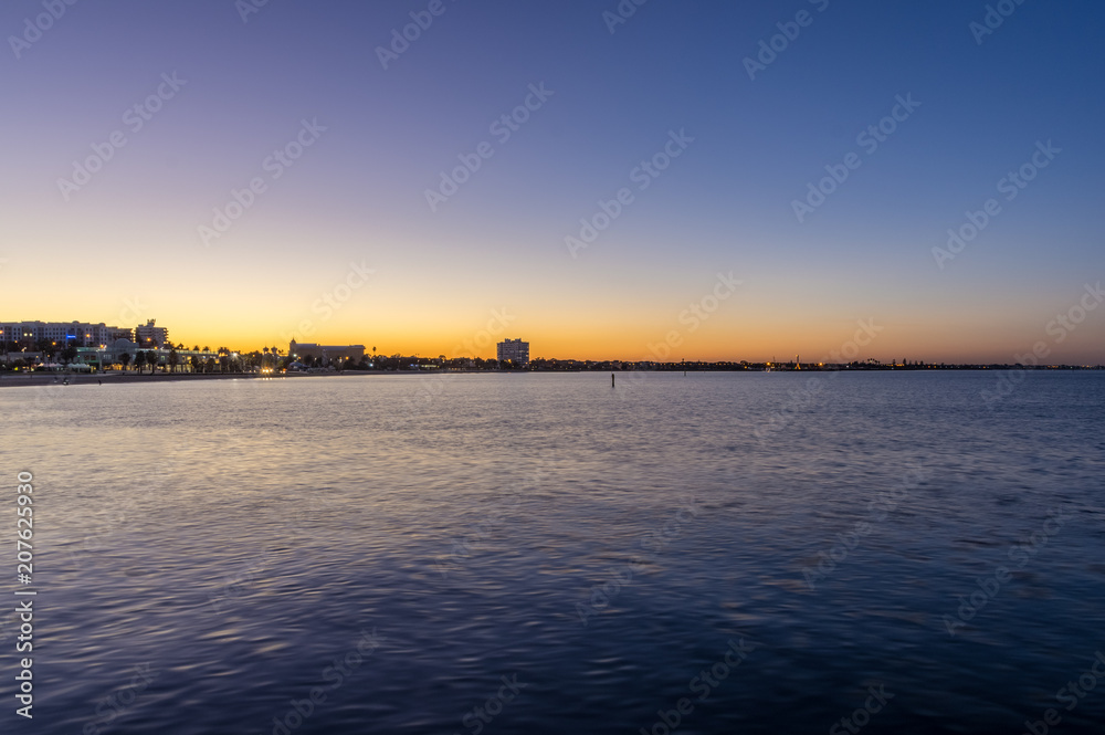 Sunrise on the shore of St Kilda in Melbourne, Australia