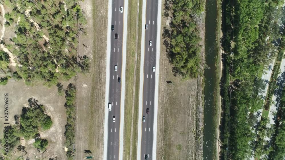 Aerial shot of American highway. Aerial view of interstate highway US-75 Florida Aerial shot of American highway. Aerial view of interstate highway US-75 Florida