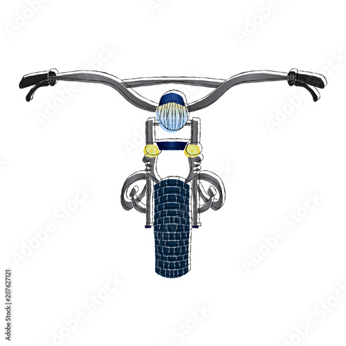 Vintage Cafe Racer front view. Vector Hand drawn