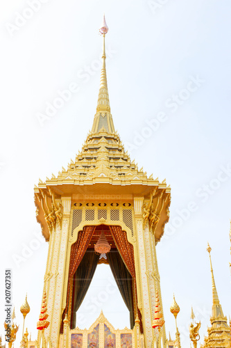 Bangkok, Thailand - November 04, 2017; Closeup of The Beautiful Royal Gold Crematorium for King Bhumibol Adulyadej in bangkok at November 04, 2017 photo