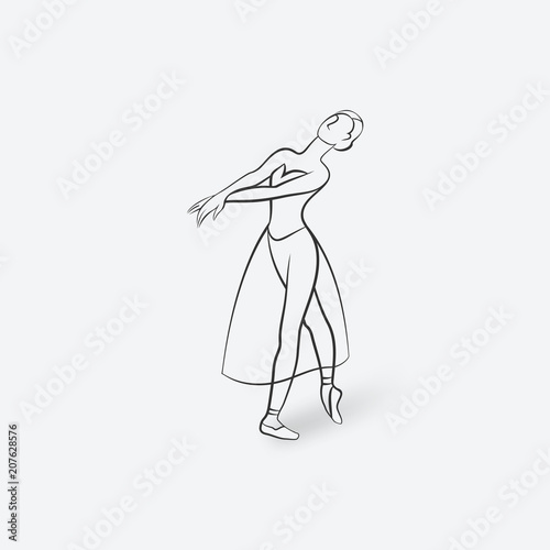 sketch ballet posture. dancing studio symbol