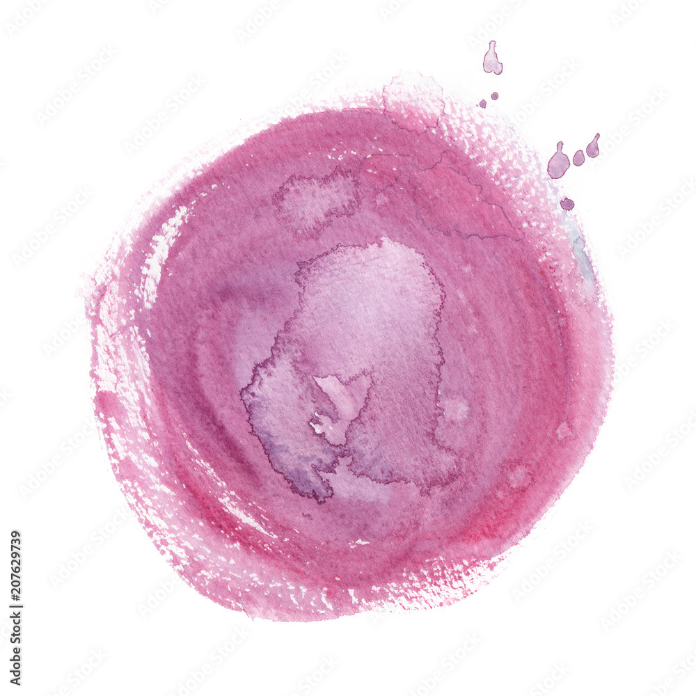 Grunge pastel pink circle painted in watercolor on clean white background Grunge pastel pink circle painted in watercolor on clean white background