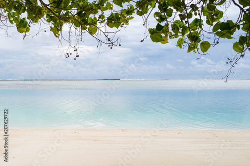 Summer concept   Beach white sand and turquoise sea color at maldives on the weekend holidays