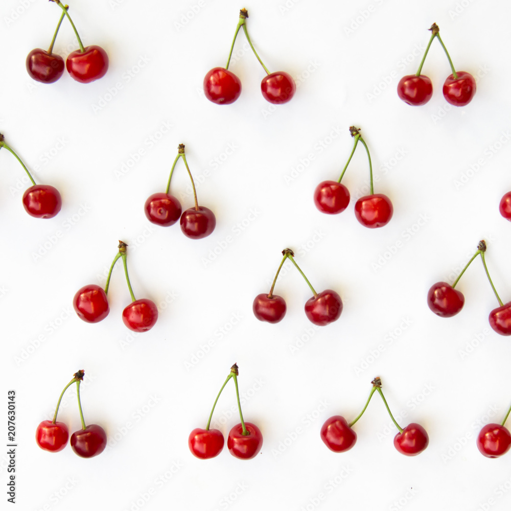 Naklejka premium Cherries on white background isolated as background