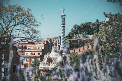 Entrance Tower in Park Guell Barcelona