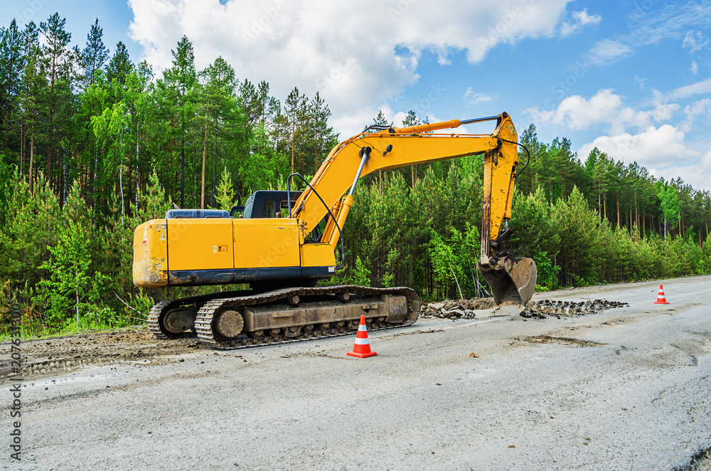 Repair work on the highway Repair work on the highway