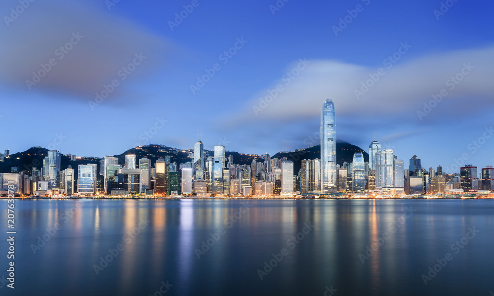 Naklejka premium Hong Kong in sunrise