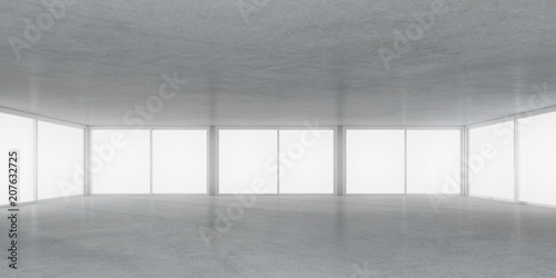 3D rendering of white room space with sun light cast the shadow on the wall and floor Perspective of minimal design architecture 