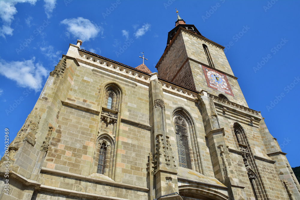 Black Church exterior in Old Town of Brasov, Romania
