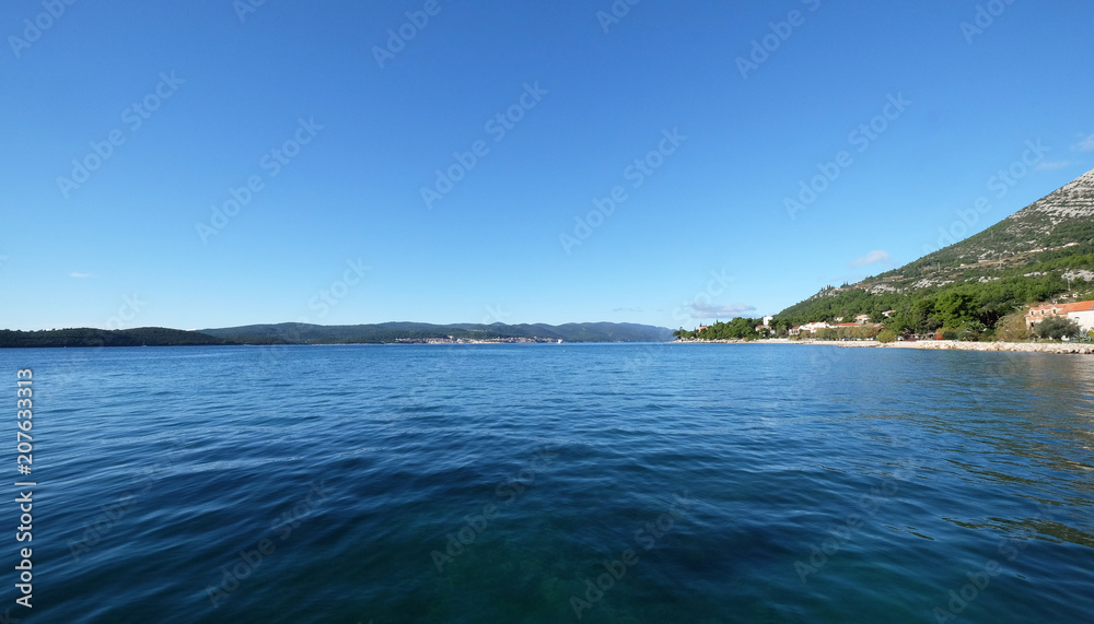 Island an city of Korcula in Croatia, landscape with the Adriatic sea in Croatia Island an city of Korcula in Croatia, landscape with the Adriatic sea in Croatia