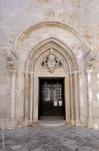 Portal of the St Mark s Cathedral in the historic city Korcula at the island Korcula in Croatia © zatletic