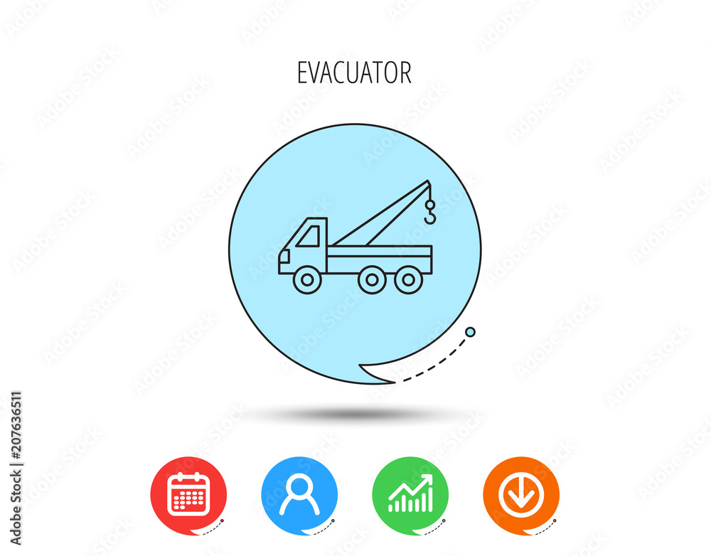 Evacuator icon. Evacuate parking transport sign.