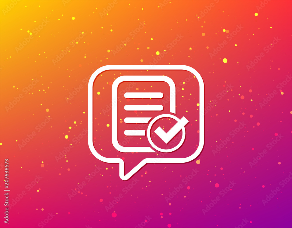 File selected icon. Document page with check.