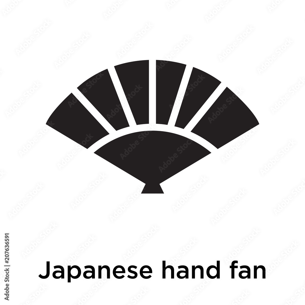 Japanese hand fan icon vector sign and symbol isolated on white background, Japanese hand fan