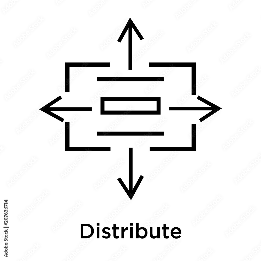 Distribute icon vector sign and symbol isolated on white background, Distribute logo concept Distribute icon vector sign and symbol isolated on white background, Distribute logo concept