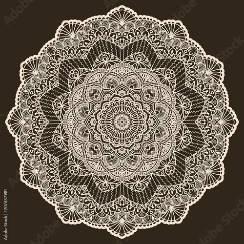 Mandala ornament with lace pattern. Decorative vector element. For coloring.Islam, Indian, Persian pattern. Pattern suitable for laser cutting, plotter cutting or printing.
