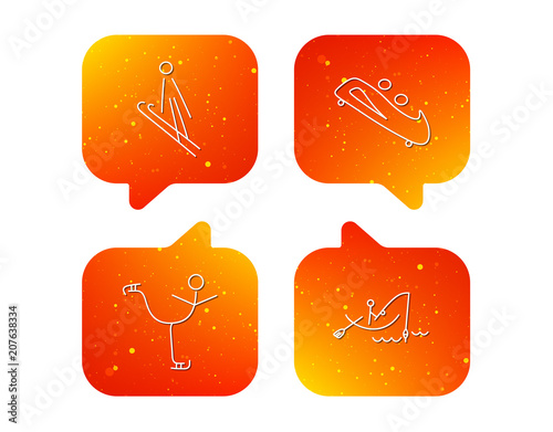 Fishing, figure skating and bobsled icons.