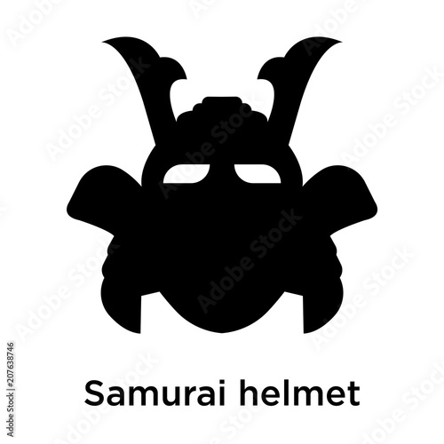 Samurai helmet icon vector sign and symbol isolated on white background, Samurai helmet logo concept photo