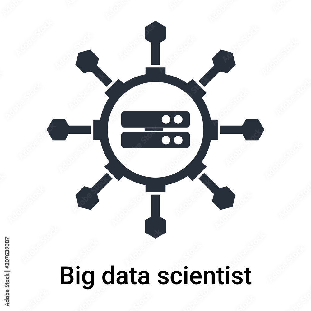 Big data scientist vector sign and symbol isolated on white background, Big data scientist logo concept Big data scientist vector sign and symbol isolated on white background, Big data scientist logo concept