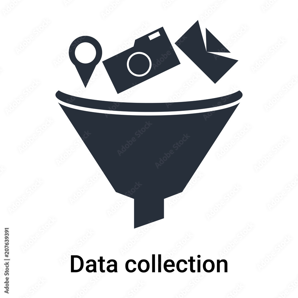 Data collection icon vector sign and symbol isolated on white ...