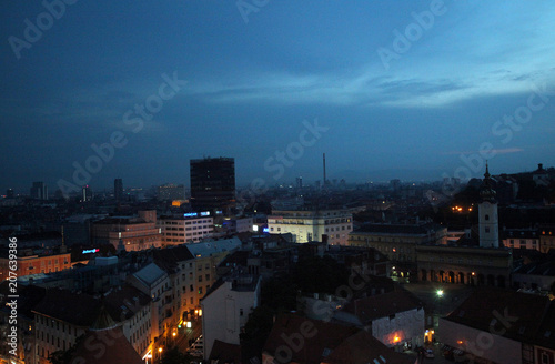 Sunset skyline.View from cathedral to downtown  Zagreb  Croatia 