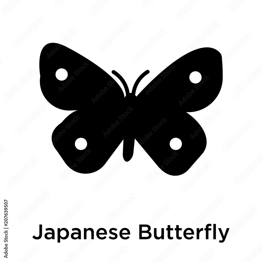 Japanese Butterfly icon vector sign and symbol isolated on white background, Japanese Butterfly