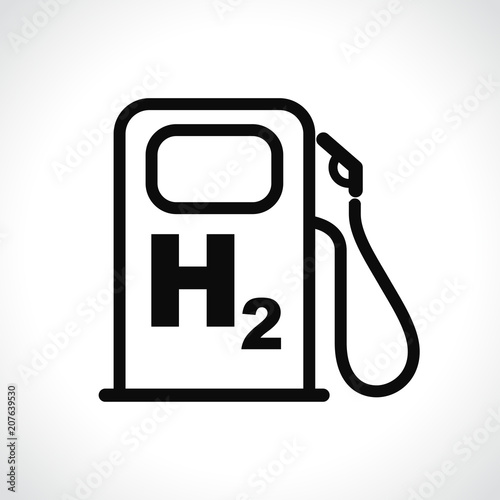 hydrogen car station icon on white background