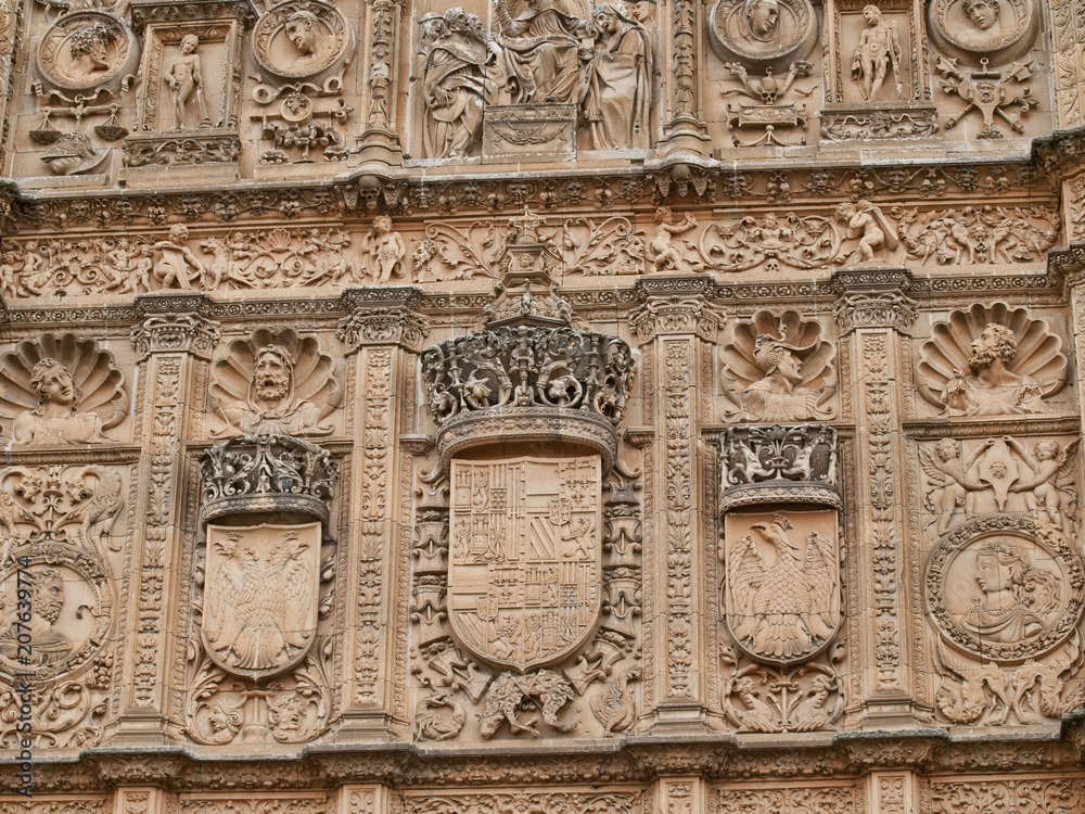 University of Salamanca facade of Escuelas Mayores side detail