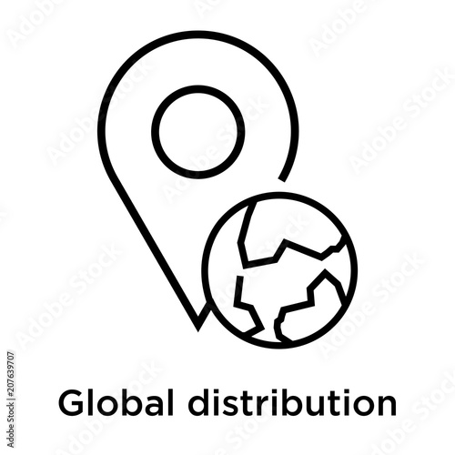 Global distribution icon vector sign and symbol isolated on white background, Global distribution logo concept