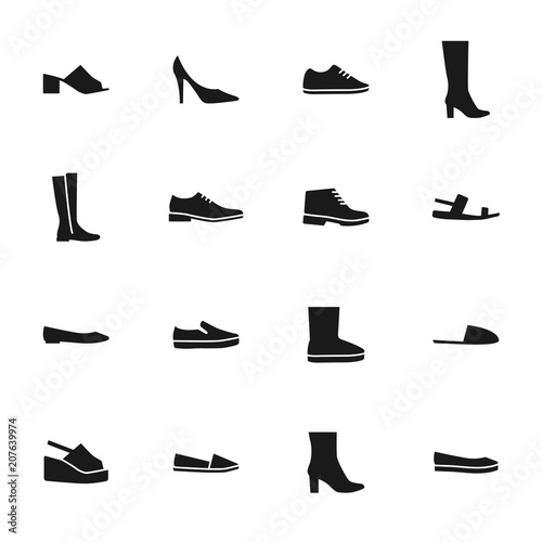 Shoes vector icons set silhouettes