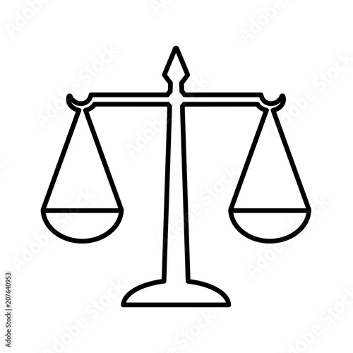 Law scales of justice line icon. Symbol of law measuring legal case's support and opposition. Vector Illustration