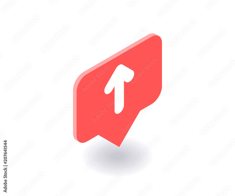 Up arrow icon, vector symbol in flat isometric 3D style isolated on white background. Social media illustration. Up arrow icon, vector symbol in flat isometric 3D style isolated on white background. Social media illustration.