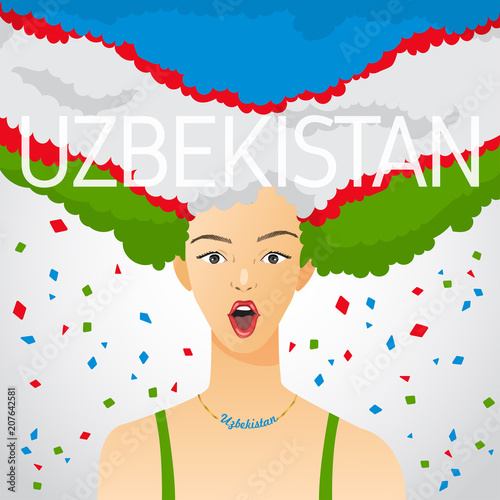 Surprised Woman with National Flag in Afro Hair : Vector Illustration