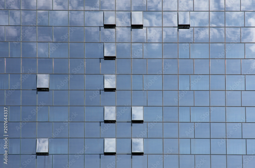 Fototapeta premium Blue window office building background in the city of Zagreb, Croatia