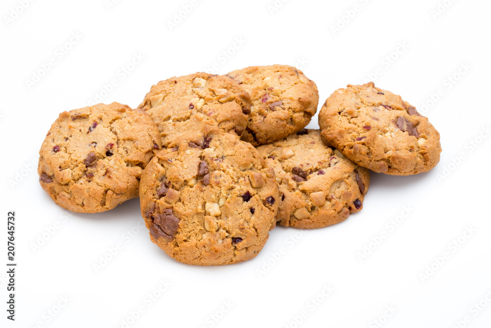 Chocolate chip cookie isolated on white background. Chocolate chip cookie isolated on white background.