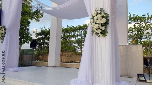 Beautiful slow-motion shot video HD of the Jewish Hupa , wedding putdoor .