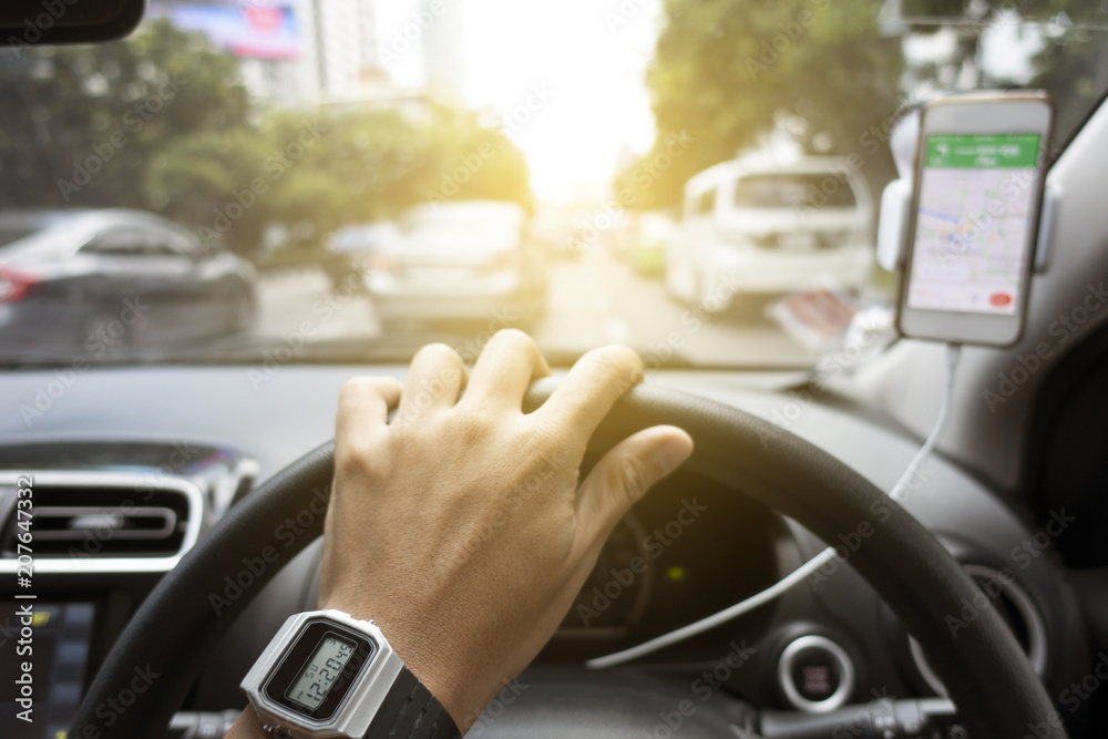 Rush hour driving with traffic jam concept. Rush hour driving with traffic jam concept.