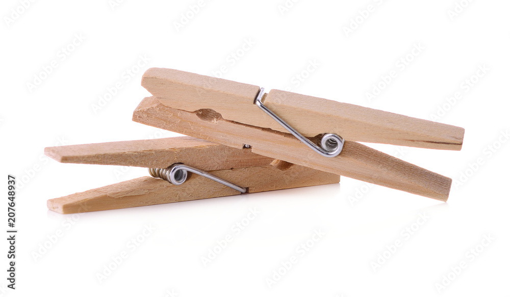 Wooden clothespins isolated on white background Wooden clothespins isolated on white background