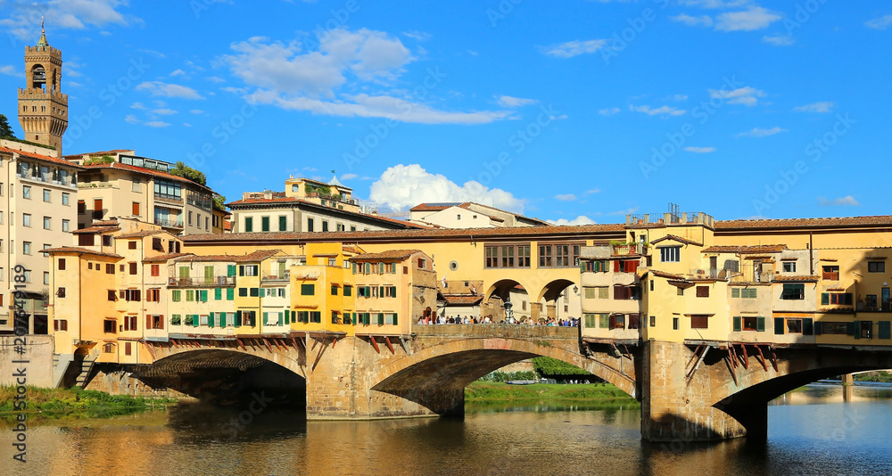 Old Bridge called Ponte Vecchio in Florence in Italy over Arno River