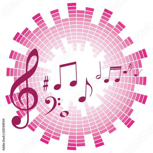 Musical notes with sound scale.