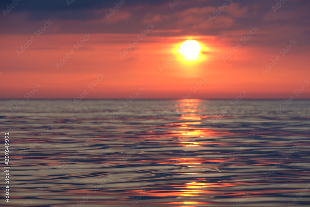 sun track on the calm sea