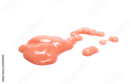 fruit yogurt puddle, isolated on white background texture