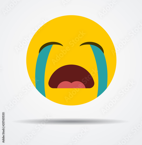 Isolated Crying emoticon in a flat design